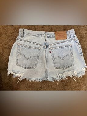 Levi's Light Blue Frayed Hem Denim Shorts